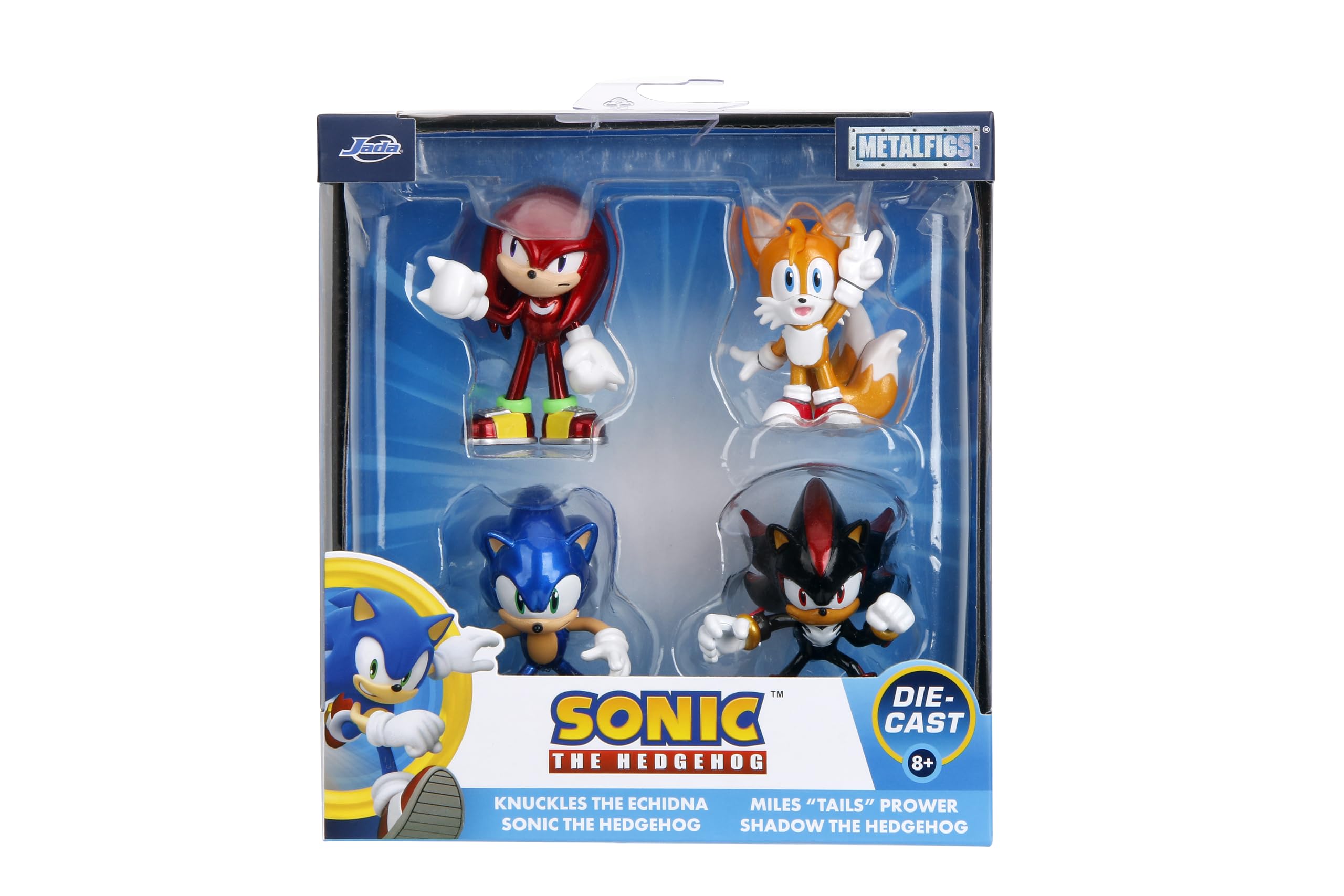 Jada Metalfigs Sonic The Hedgehog 4-Pack, Sonic, Tails, Knuckles, Shadow, 2.5” Die-Cast Figures - Wave 1, Ages 8+