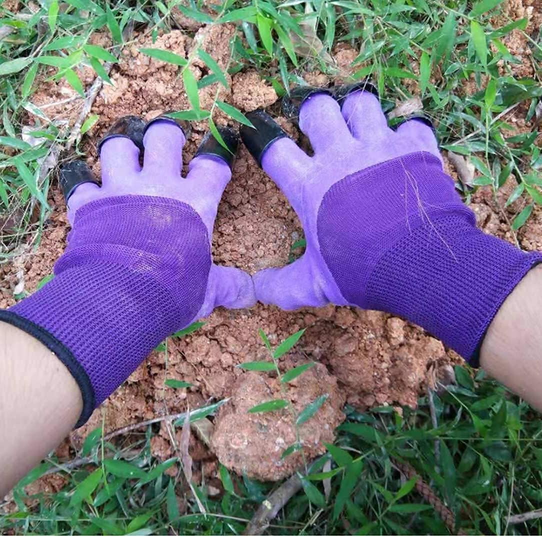 XJYAMUS Gardening Gloves, Waterproof Garden Gloves with Claw For Digging Planting, Best Gardening Gifts for Women and Men. (Purple): Clothing