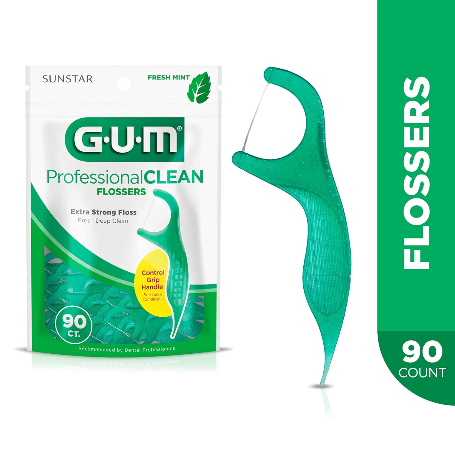 GUM Professional Clean Flossers Extra Strong Flosser Pick, Fresh Mint, 90 Count: Industrial & Scientific