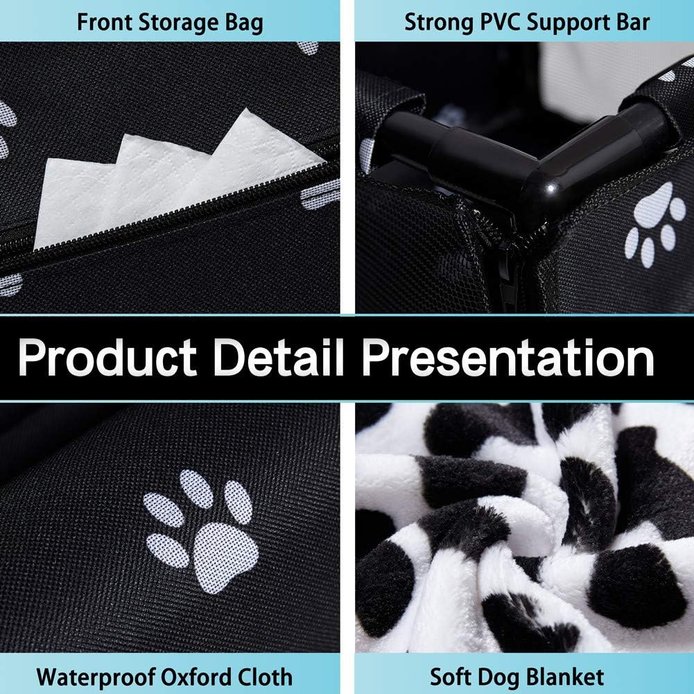 GENORTH Small Dog Car Seat Upgrade Deluxe Washable Portable Pet Car Booster Seat Travel Carrier Cage with Clip-On Safety Leash and Blanket, Perfect for Small Pets : Pet Supplies