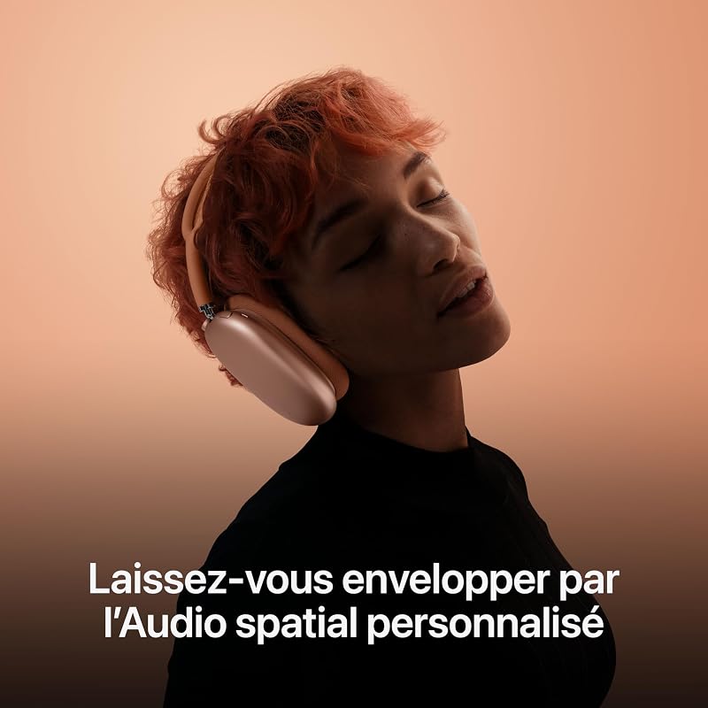 AirPods Max Casque Circum-auriculaire sans Fil, réduction Active du Bruit de Niveau Pro, Mode Transparence, Audio Spatial personnalisé, Recharge USB C, Lumière stellaire