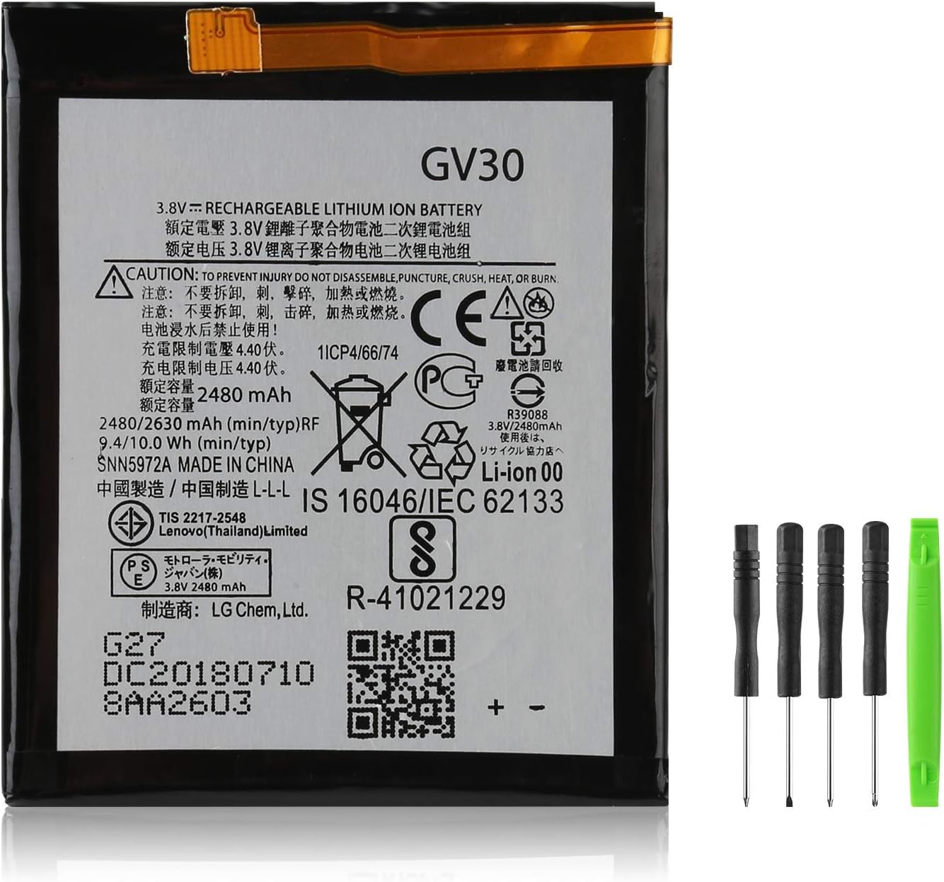 Damzon GV30 Battery Compatible with SNN5972A Replacement for Moto Z Droid XT1650-01 XT1650-03 XT1650-05 +Tool Kits (2630mAh 3.8V)