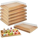VIVAVENTURE 5 Pack 11" x 7.5" Serving Trays Sets Catering Trays with Lids, Paper Charcuterie Boxes with Clear Lids, Party Platters Take Out Food Containers for Snacks Fruit Cookies Dessert Sandwiches