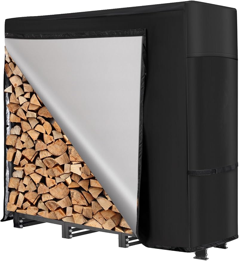 NALONE 4FT Heavy Duty Outdoor Firewood Rack with Waterproof Cover