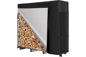nalone 4FT Outdoor Firewood Rack with Cover, Heavy Duty Square Strong Stand Rack with Waterproof Cover for Fireplace Fire Pits Wood Pile Storage Holder Lumber Rack