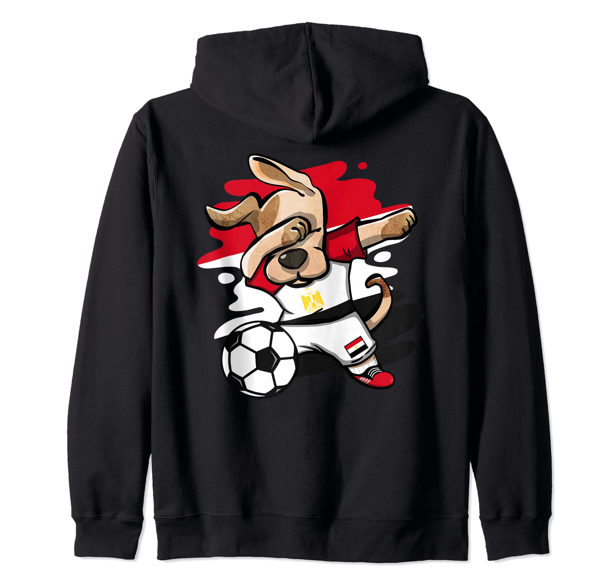 Dabbing Dog Egypt Soccer Fans Jersey Egyptian Flag Football Zip Hoodie