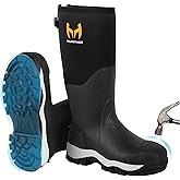 Hunthor Rubber Work Boots for Men with Steel Toe, 1100N Puncture-Proof Hunting Boots with 7mm Neoprene Waterproof and EVA Midsole, Adjustable Back Gusset, Ideal for Hunting, Work, and Farming Size 7-14