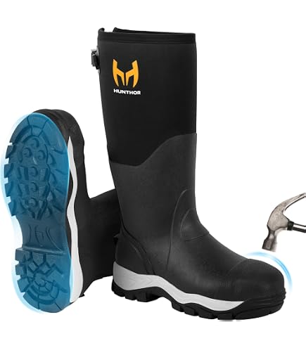 TideWe Rubber Work Boot for Men with Steel Shank Waterproof Size 8 Black TIDEWE Rubber Boots for Men Multi-Season, Waterproof Rain  main image 2