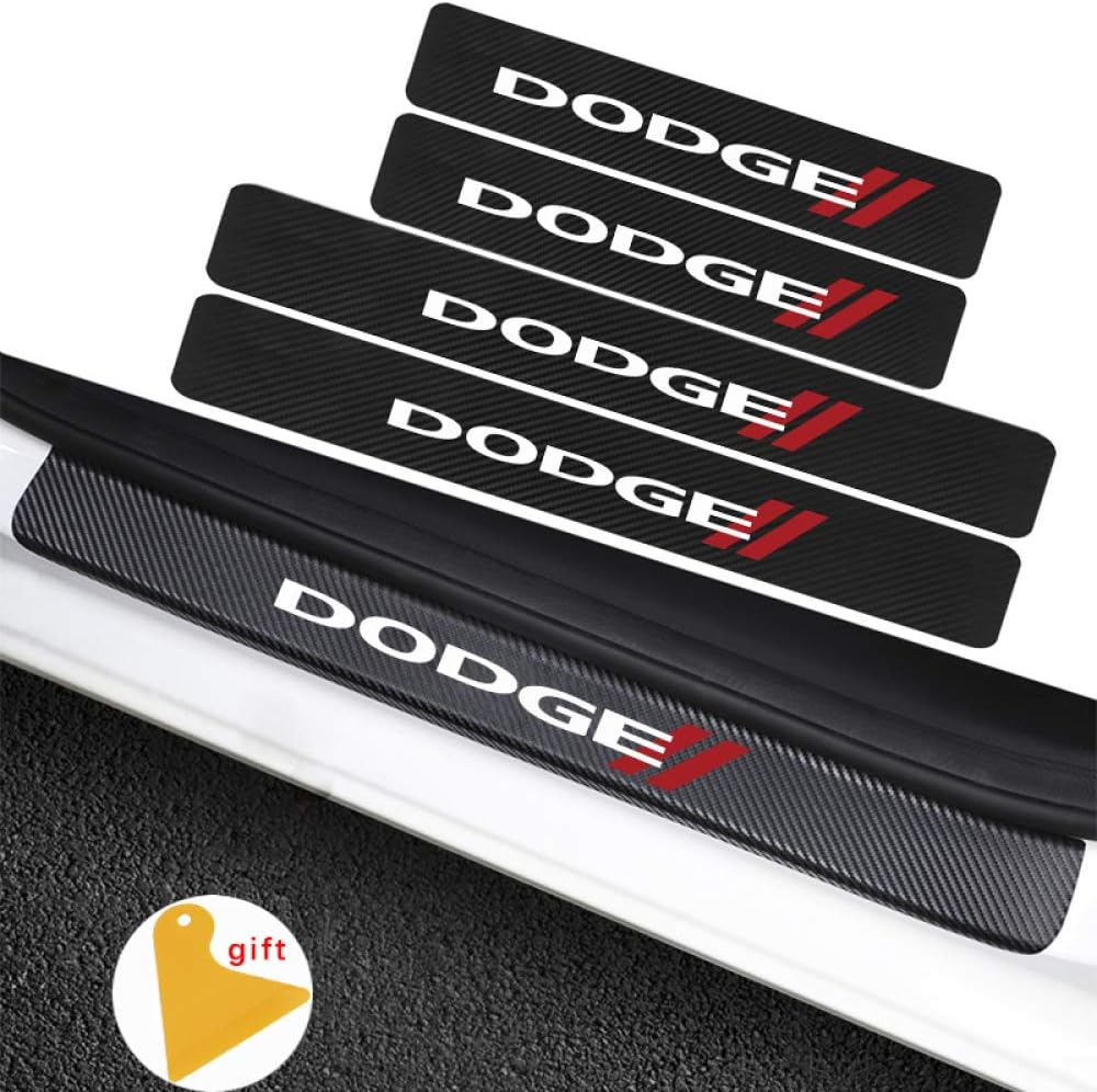 DBBXYQ Car threshold stickers,For Dodge RAM Charger,4PCS sill pedal carbon fiber sticker decorative accessories