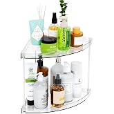 Yieach Clear Corner Bathroom Counter Organizer,2Tier Tiered Countertop Corner Shelf for Perfume,Beauty Products,Makeup Organizer,Skincare Organizers,Vanity Storage Tray for Bedroom,Bathroom Sink Shelf