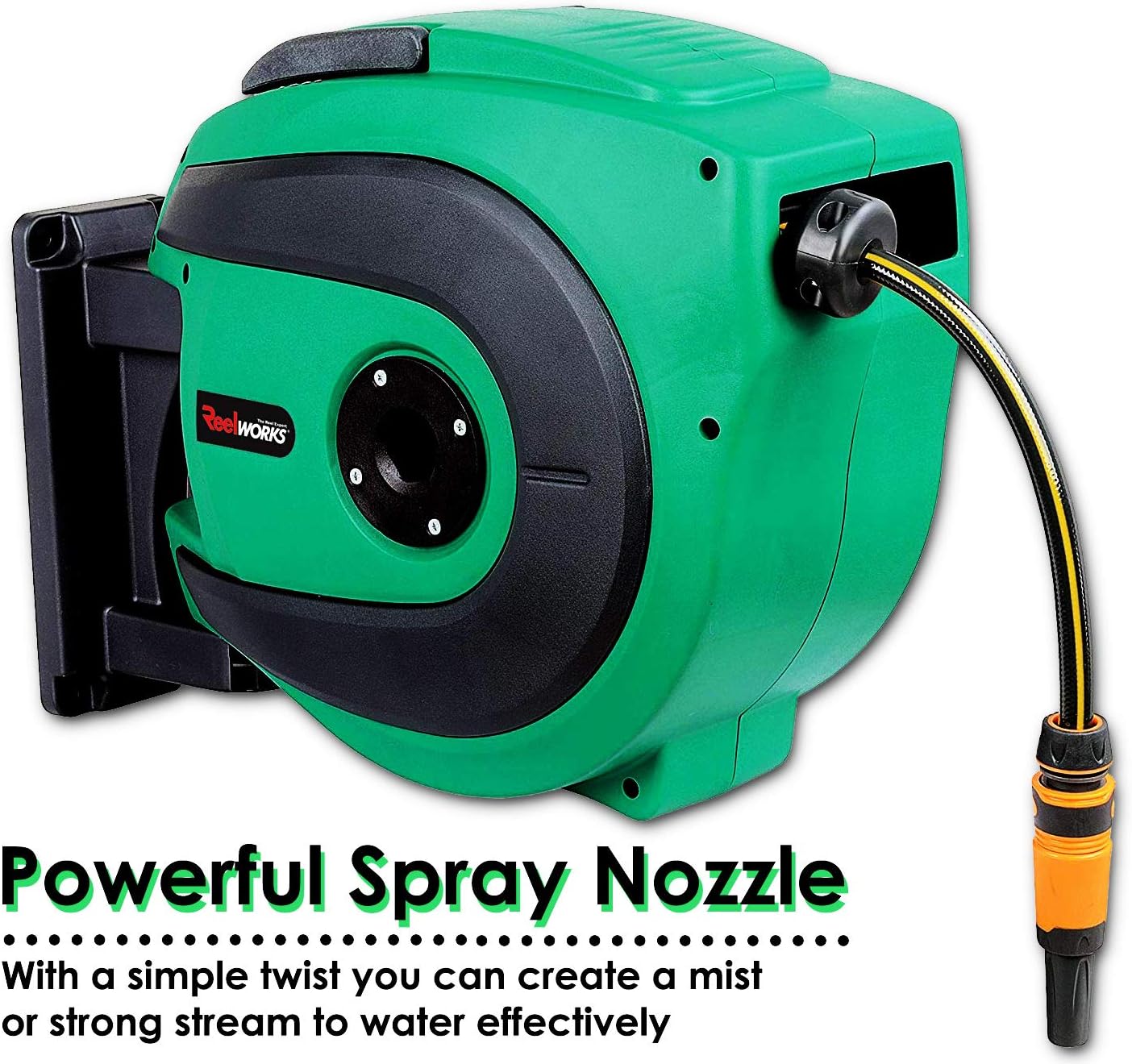 ReelWorks Water Hose Reel Retractable Elite 1/2" Inch x 50' Foot Long Premium Commercial Flex PVC Hose Heavy Duty Spring Driven Industrial with PVC Nozzle and Quick Disconnects for Garden and Lawn : Garden & Outdoor