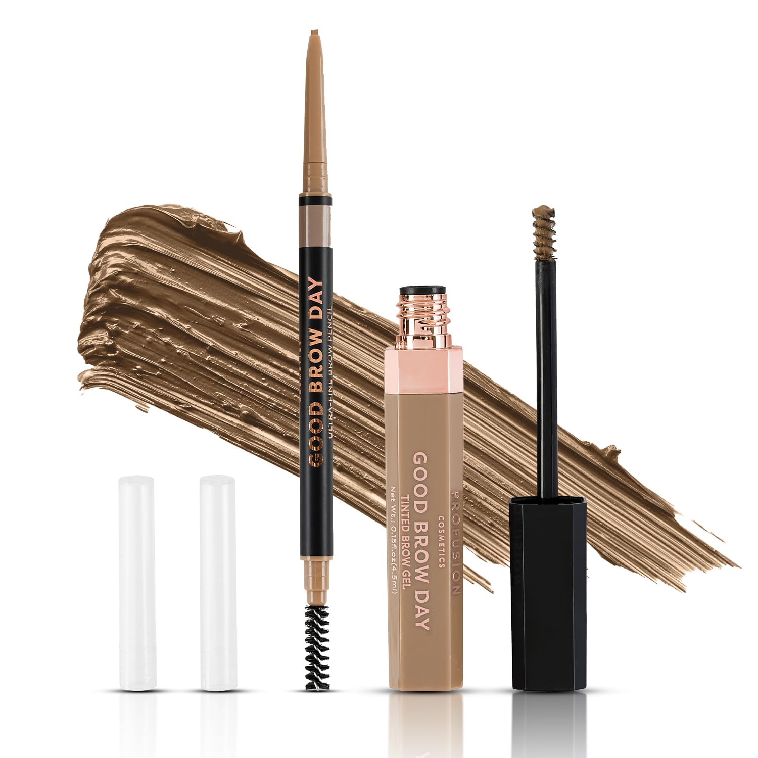 Profusion Cosmetics Good Brow Day 2pc Kit, Achieve Brow Perfection with Ultra Fine Pencil and Waterproof Tinted Brow Gel Duo, Long Lasting Definition for Stunning Brows and Grooming Essentials