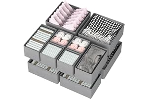NAC HOOH Drawer Organizer Clothes 12Pack Underwear Drawer Organizer Foldable Closet Organizers and Storage Dresser Drawer Dividers for Clothes Socks Scarves Towels Ties (Gray) (12 PACK Gray)