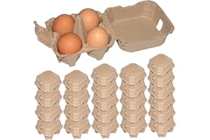 Egg Cartons 25Pcs Reusable Natural Pulp Egg Crates 4 Count Capacity Stackable Duck Cartons Storage Containers for Farm Market