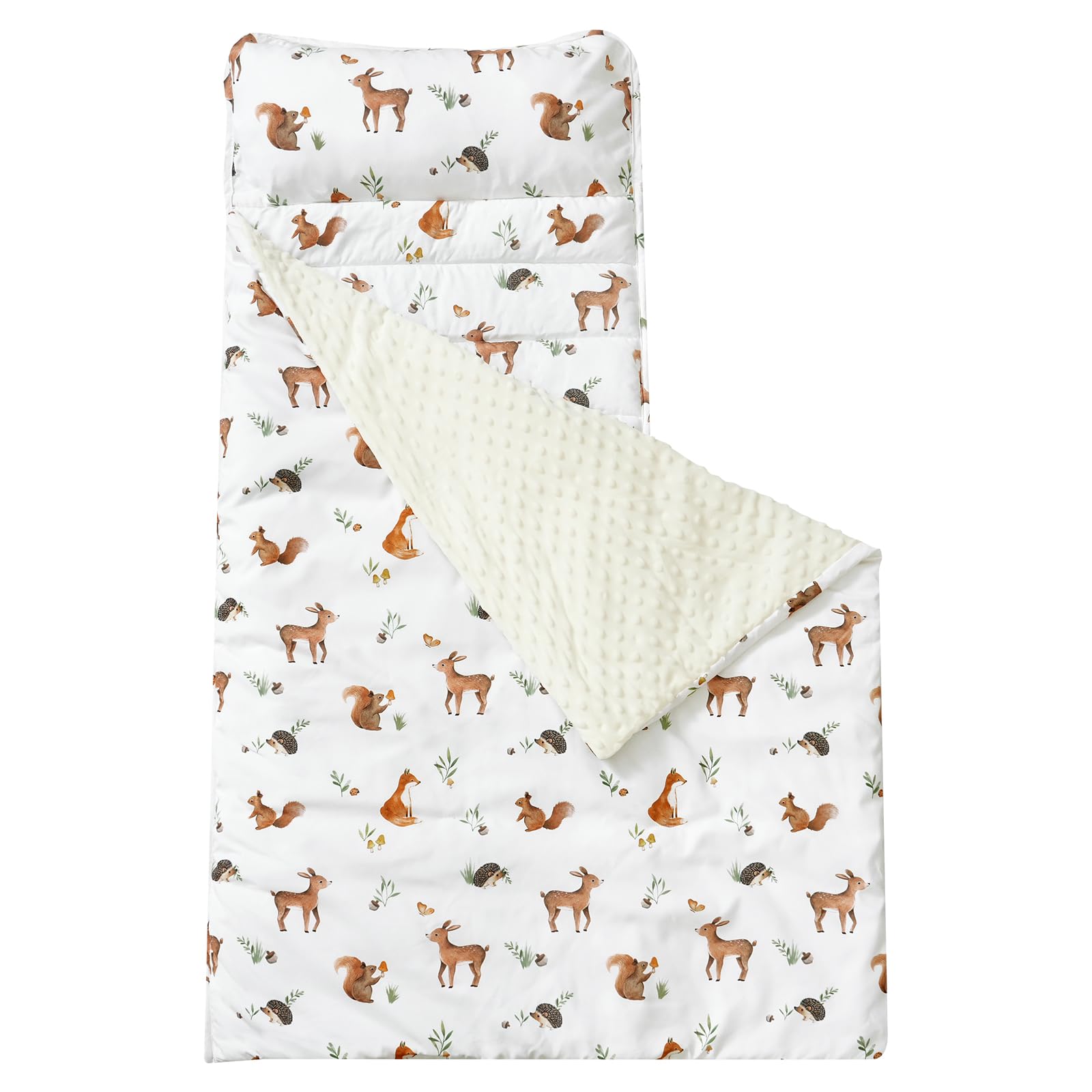 Photo 1 of david's kids Toddler Nap Mat with Pillow and Minky Fleece Blanket, Ultra Soft Slumber Bags for Kids, Perfect for Preschool, Daycare, Kids Sleeping Bags with Rollup Design, 50"x20", Woodland Animals