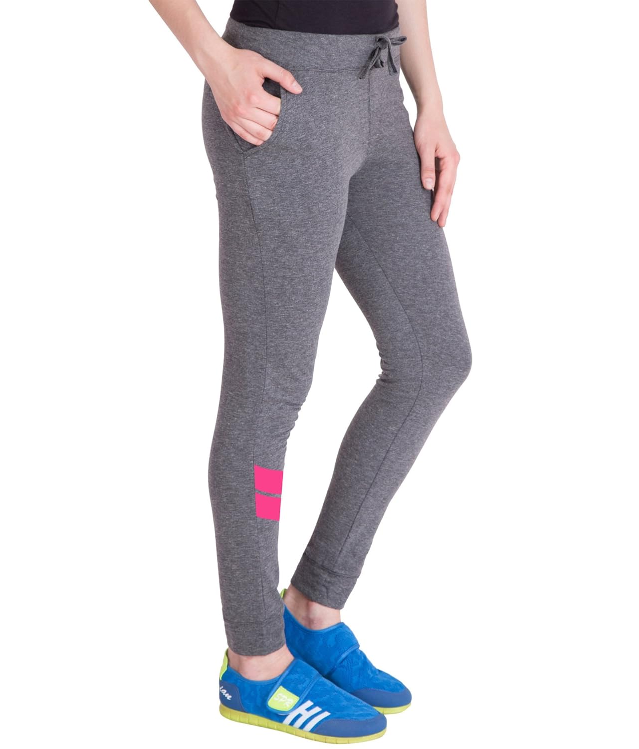 american-elm women's dark grey,pink stylish printed trackpant