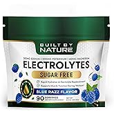 Built by Nature Electrolytes Powder – Hydration & Electrolyte Drink Mix – Sugar Free Electrolytes Powder for Hydration, Energy & Recovery – Blue Razz Flavor, 90 Servings
