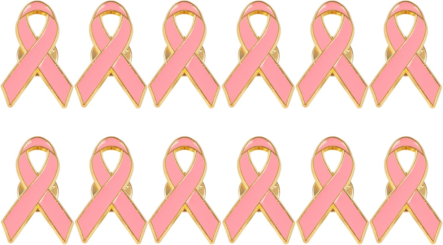 Breast Cancer Awareness Lapel Pins 12Pack Pink Ribbon
