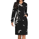 Kimmery Long Sleeve Dress for Women Lightweight Kangaroo Pocket Hoodie Dress Fall Sweatshirts for Women
