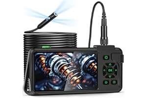 ALIESTFDNO Triple Lens 1080P Borescope with 50FT Semi-Rigid Cable, 5" IPS Screen Endoscope Camera with Lights, 1080P Industrial Borescope with 32G Storage Card,IP67 Waterproof Drain Camera