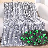 chifave Glow in The Dark Blanket for Kids Glowing Stars Throw Interesting Gifts for Boys Girls Teens Adults Soft Cozy Blankets for Couch Sofa Bed (Star 1,50 x 60 Inch)