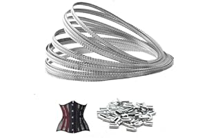 LAFFOONPARTS 10 Yards 1/4" Metal Steel Corset Boning Spiral Boning Precut w/ 50 Tips Structure and Form for Corsets, Lingerie, Gowns, Millinery, Costumes, Crafts & More (6mm) (1/4" x32.8ft 50Pcs)
