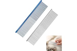 2 Pack Metal Dog Comb,Cat Comb with silky smooth rotating teeth,Stainless Steel Pet Comb for Dogs Cats,10 inches Comfortable 