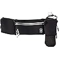 SOLAWELL Running Belt with Water Bottle Holder - Waist Bag With Extender for Jogging, Hiking, Cycling, Walking - Dog Walker Hydration Fanny Pack - Sport Pouch iPhone Carrier for Women and Men - Black