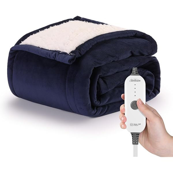 Amazon.com: Sunbeam Electric Throw - Reversible Imperial Plush with Sherpa  - Premium Sherpa and Ultra Soft with 3 Heat Settings and 3 Hour Auto-off,  Plaid Red and Black on White Sherpa, 50