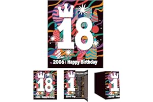 qiqee Canada 2024 18th Birthday Greeting Card, 18 Year Old Birthday Gift Card,Memory Back in 2006（Envelope）