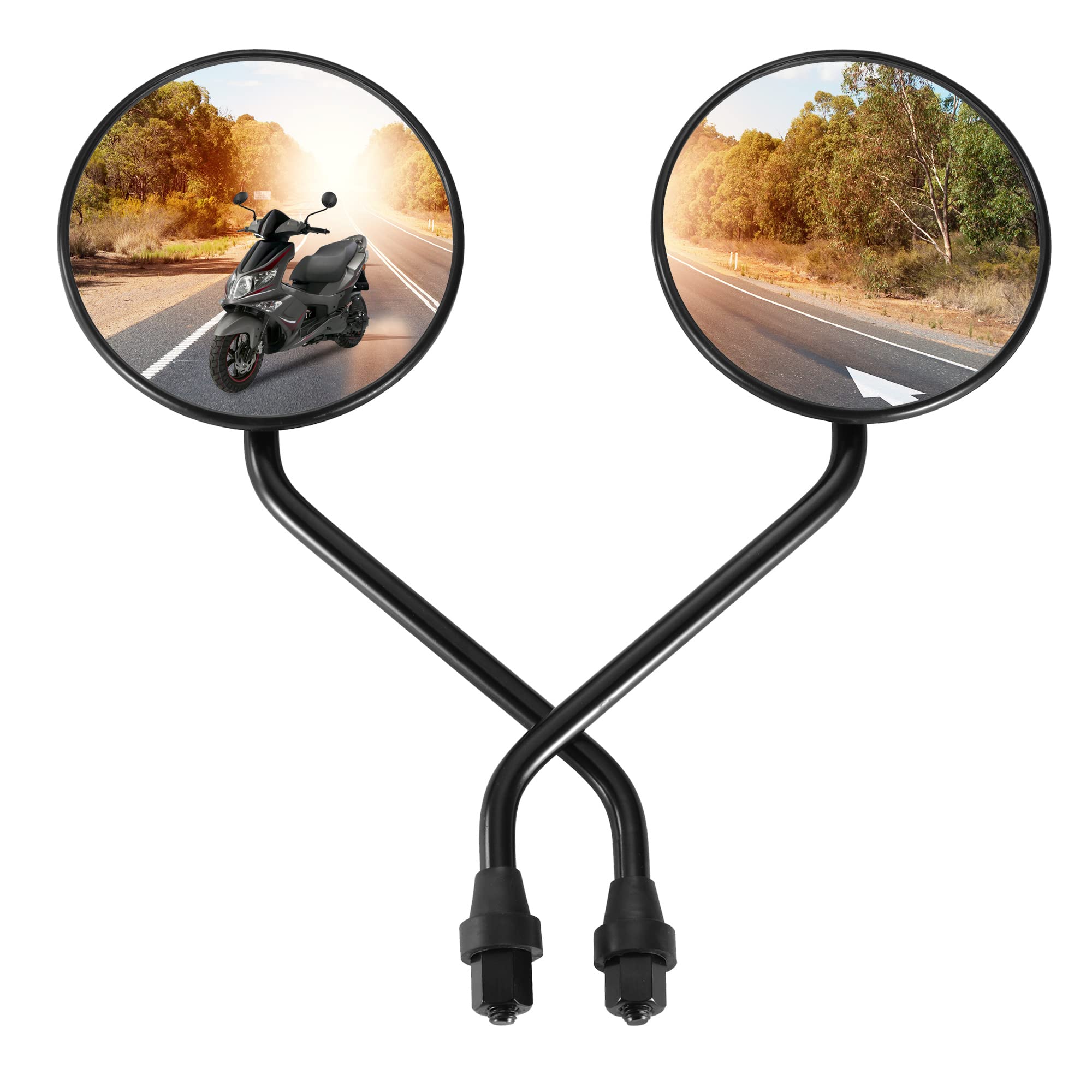 GOOFIT 8mm Black Round Plastic Rearview Mirrors Replacement for 50cc 70cc 90cc 110cc 125cc 150cc 200cc 250cc ATV Scooter
