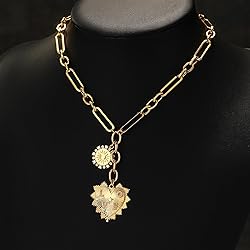 BONJOULRY Chunky Gold Sun Heart Pendent Charm