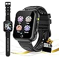 Retysaz Kids Game Smart Watch 24 Game Pedometer 2 HD Cameras Smartwatches for Children 3-12 Great Present Birthday to Girls Boys Electronic Learning Toys (Black-A1)