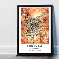 Fond Du Lac Map Poster, Wisconsin Map Art
