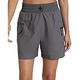 TrekChic Women's Quick Dry Hiking Cargo Shorts with Zipper Pockets Lightweight Athletic Shorts for Workout Travel Camping