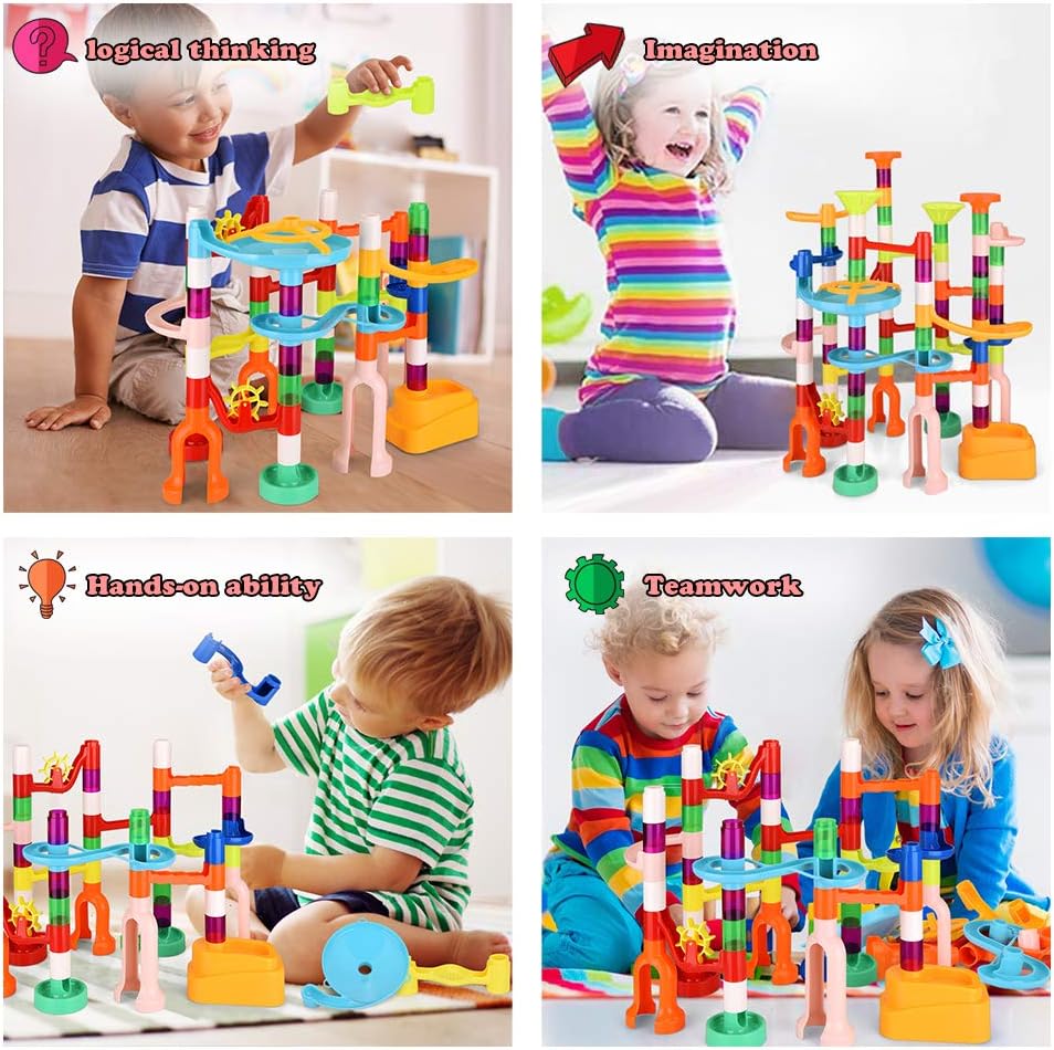 135PCS Marble Run Building Construction Set, STEM Learning Track Toy for Kids Age 3-12, Educational Race Track, Easy Assembly - Image 5
