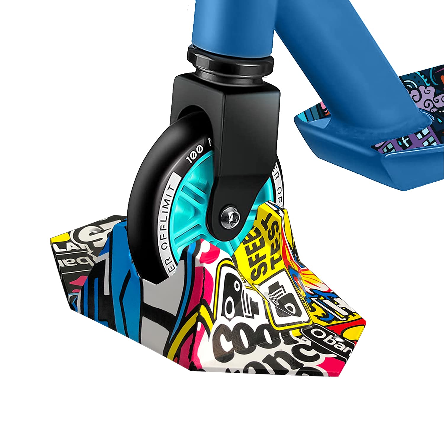 Stunt Scooter Stand for Boys Girls Kids and Adults - Extra Stable Base for Freestyle/Trick Scooters With 90mm to 120mm Wheels (Graffiti)