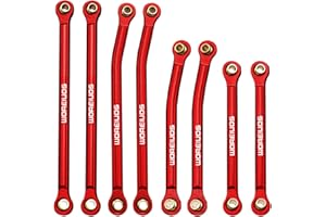 WOAEIUOS Brass High Clearance Chassis Links Set Linkage Combo for TRX4M Upgrade Parts 1/18 RC Crawler Car (Red)