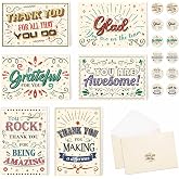 24 Employee Appreciation Cards,Thank You Cards with Envelopes & Stickers | 6 Designs Colorful Encouragement Cards for Handwri
