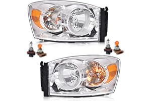 CNNELL Headlights Assembly Pair Set Compatible with Dodge Ram 1500 Truck 2006-2008/Fit Dodge Ram 2500 3500 Truck 2006-2009 Cl
