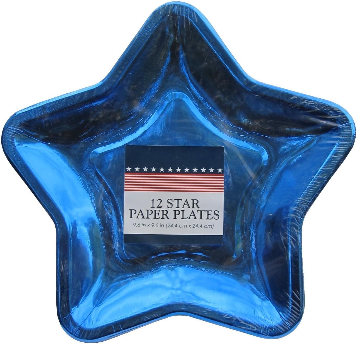 Star Shaped 9.6 Inch Foil Paper Party Plates, Set of 12 (Blue) Captain America 4th of July Birthday