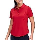 MIER Womens Golf Polo Shirts Short Sleeve Quick Dry Sun Protection Active UV Shirts Collared Tennis Tops, 4 Buttons
