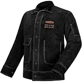 ARCCAPTAIN Leather Welding Jacket, FR Welder Jacket for Men Women | 100% Heavy Duty Cowhide Leather Welding Coat, Multiple Pockets, Upgraded Button, 2-Level Cuffs, 310g Flame Resistant Fabric