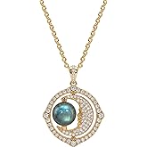 Fettero Gold Necklace for Women - Non Tarnish 14K Plated Gold Necklace Dainty Charm Magical Rotating Pendant Personalized Ball Crescent Moon Necklaces for Women Christian Jewelry Gift