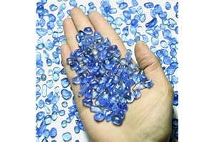 SEEKUP 1 Lb (460 g) Light-Blue Sea Glass Stones Irregular Rainbow Glass Pebble Decorative Rock Quartz Tumbled Gemstone Chips for Aquarium Decoration/Vase Filler/Jewelry Making/Handwork Craft/Gems Display