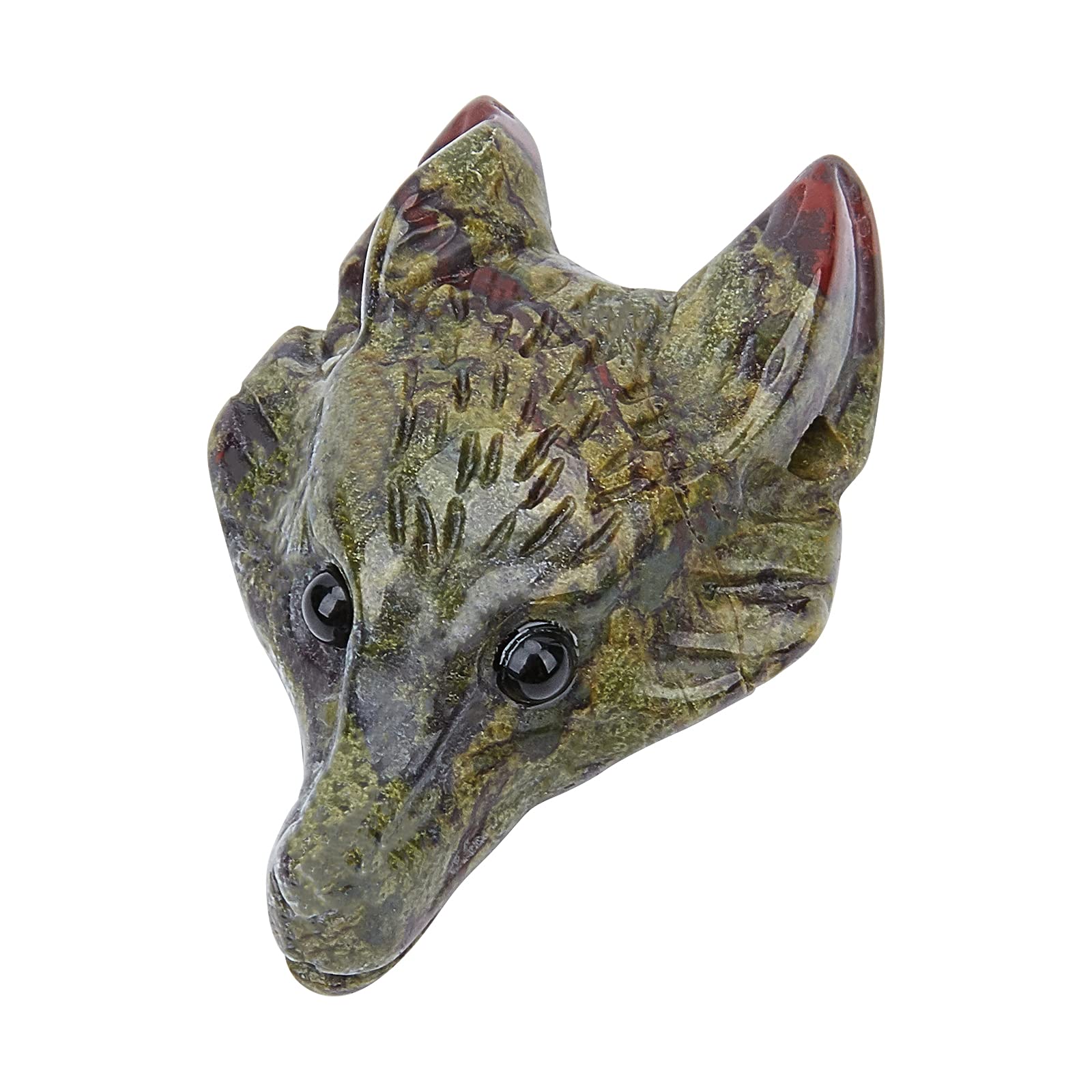 SUNNYCLUE Wolf Head Charms Natural Dragon Blood Stone Pendants Wolves Statue Hand Carved Healing Gemstone Figurine Pocket Crystals with Hole for Necklaces DIY Jewelry Making Crafts Supplies