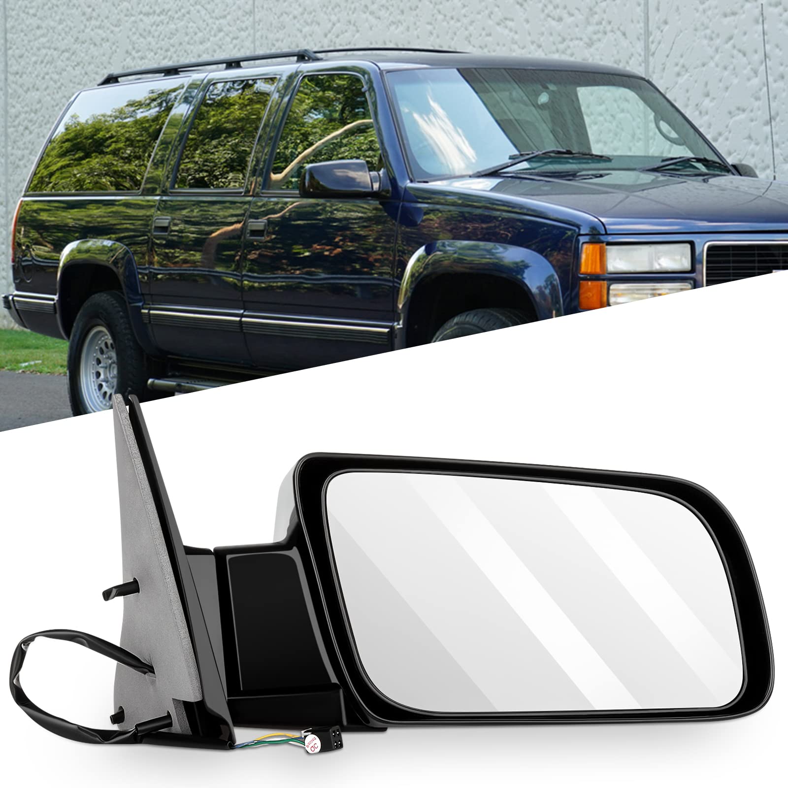 Photo 1 of ITOPUP Passenger Side View Mirror Fit for 1992-1994 For Chevy Blazer 1988-1999 Pickup Truck 1992-1999 Suburban 1995-2000 Tahoe Power Operated Manual Fold Non-heated Exterior Mirror GM1321122