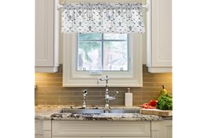 SPRIPORT Winter Sports Hockey Gray Curtain Valances for Windows 54×18 inch Short Kitchen Curtains with Adjustable Ties Rod Po