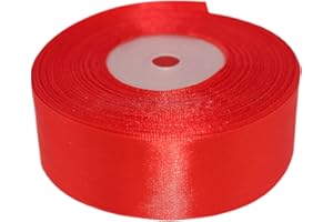 Model Worker 1-1/2" Wide Solid Single Face Satin Ribbon 50 Yards for Wedding Details, Sewing Projects, Gift Wrapping, Invitation Embellishments and Crafting Projects (Red)