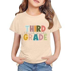 First Day of School Shirt for Kids Third Grade Back to School Shirts Summer Oversized Cute Graphic Crew Neck Short